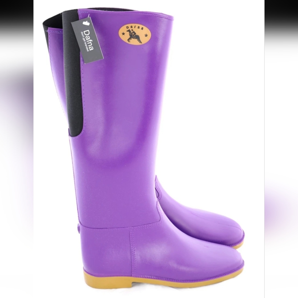 NEW Dafna Winner Naot purple rubber PVC riding tall knee high boots 9